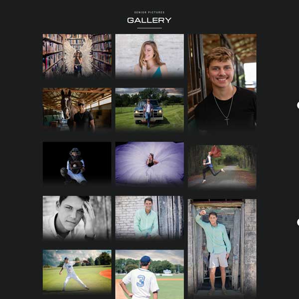 Photography website gallery page screenshot